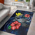 Hawaii Polynesian Area Rug - Blue Turtle Hibiscus Blue - Polynesian Pride