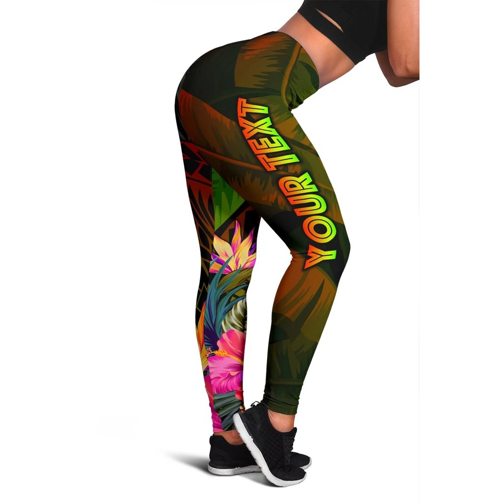 Federated States of Micronesia Polynesian Personalised Leggings - Hibiscus and Banana Leaves Reggae - Polynesian Pride