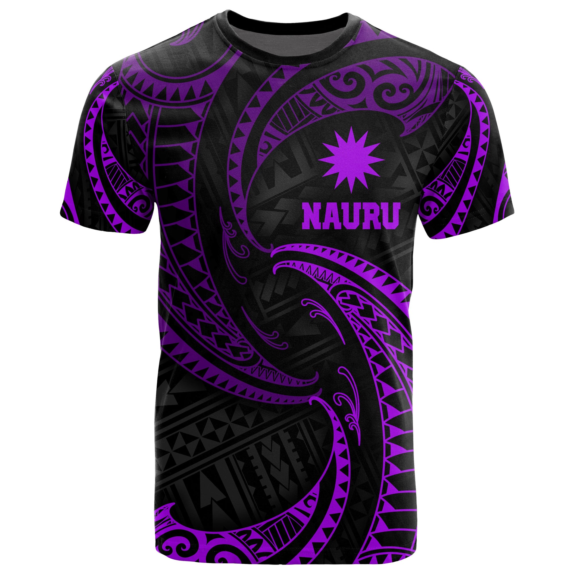 Nauru Polynesian All Over T Shirt Purple Tribal Wave Unisex Purple - Polynesian Pride