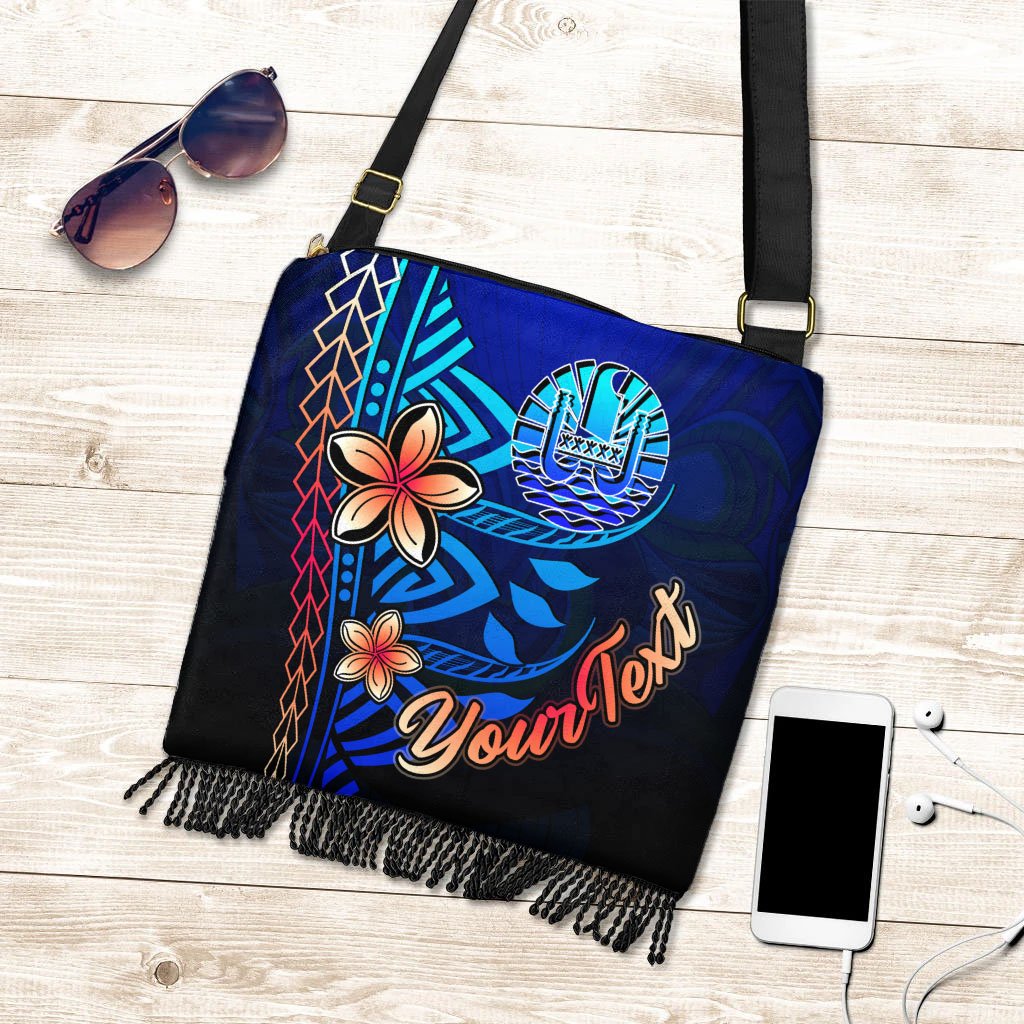 Tahiti Custom Personalised Boho Handbag - Vintage Tribal Mountain One Style One Size Blue - Polynesian Pride