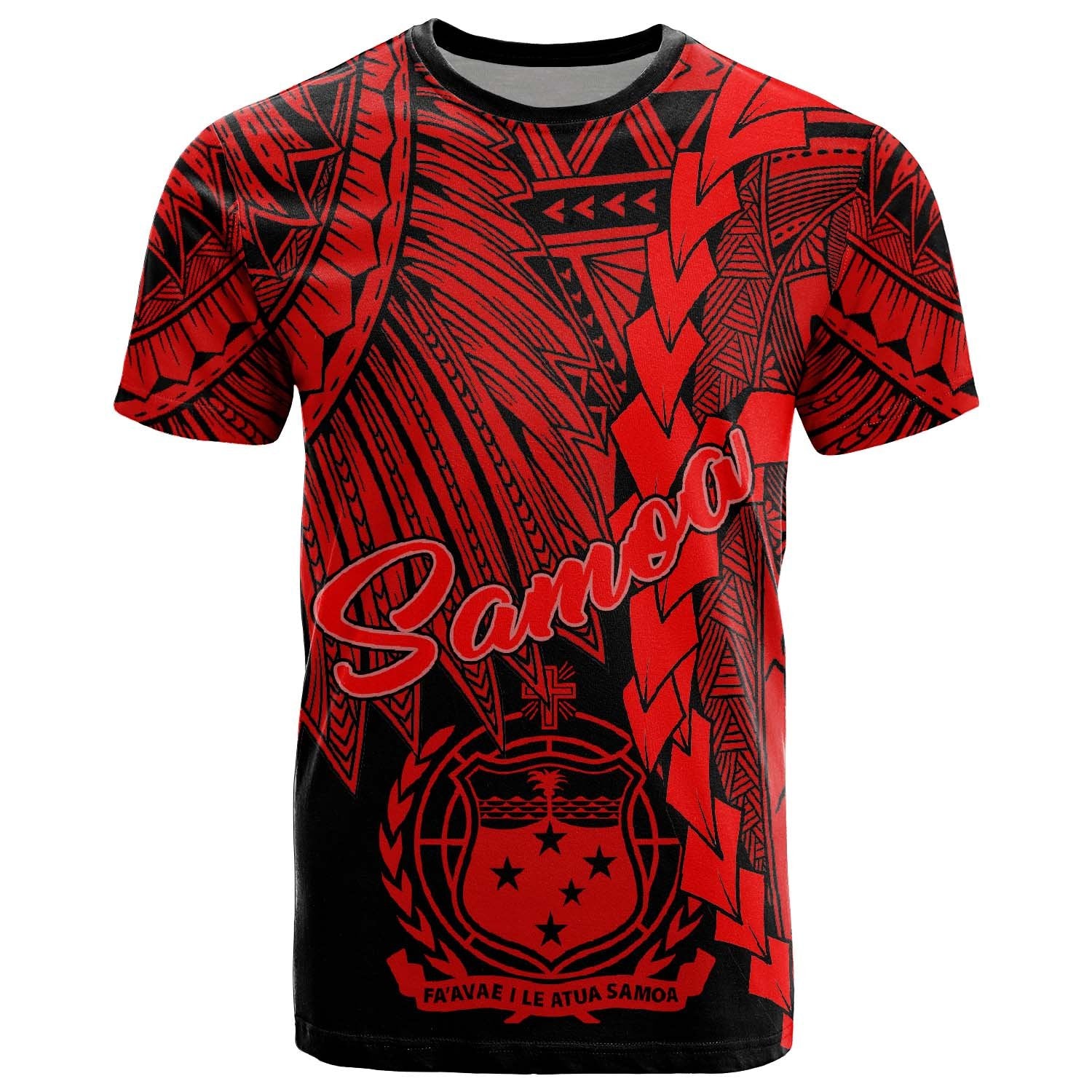 Samoa Polynesian T Shirt Tribal Wave Tattoo Red Unisex Red - Polynesian Pride