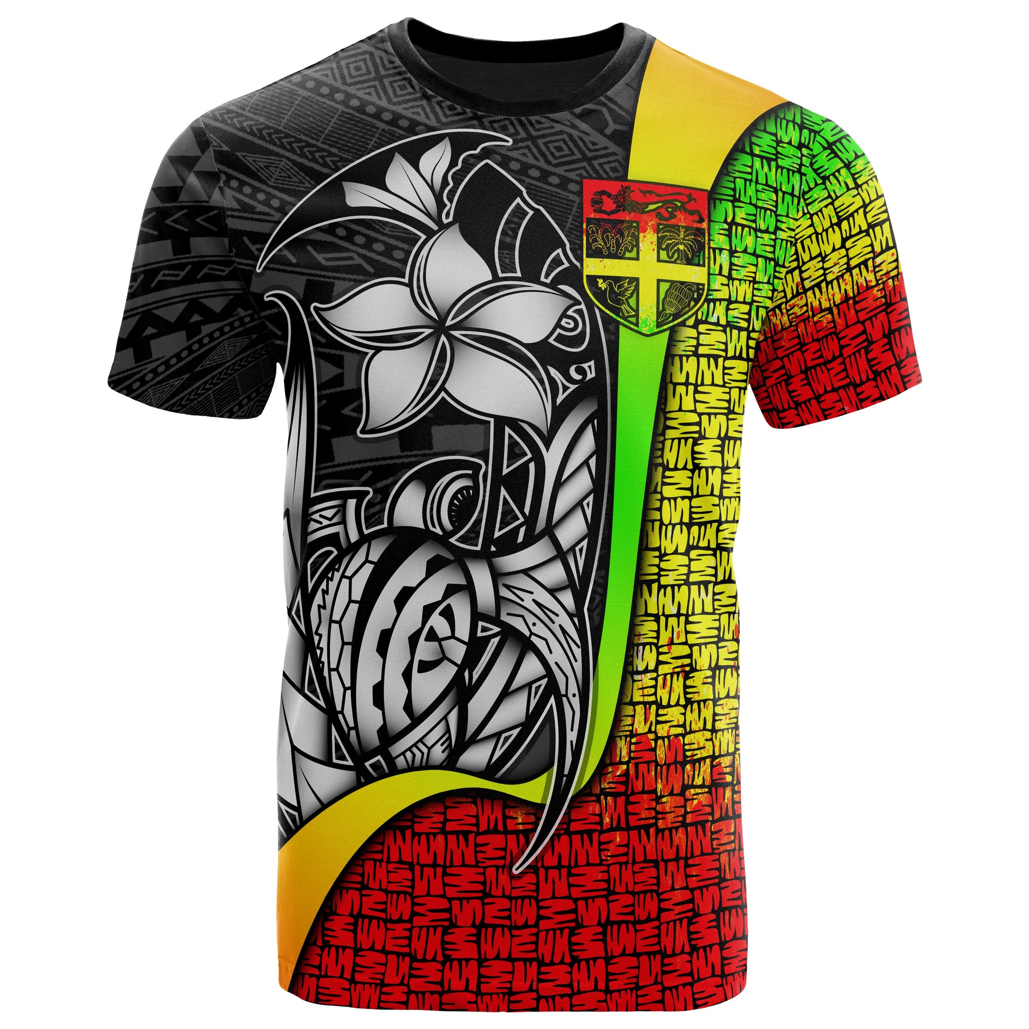 Fiji Polynesian T Shirt Reggae Turtle with Hook Unisex Reggae - Polynesian Pride