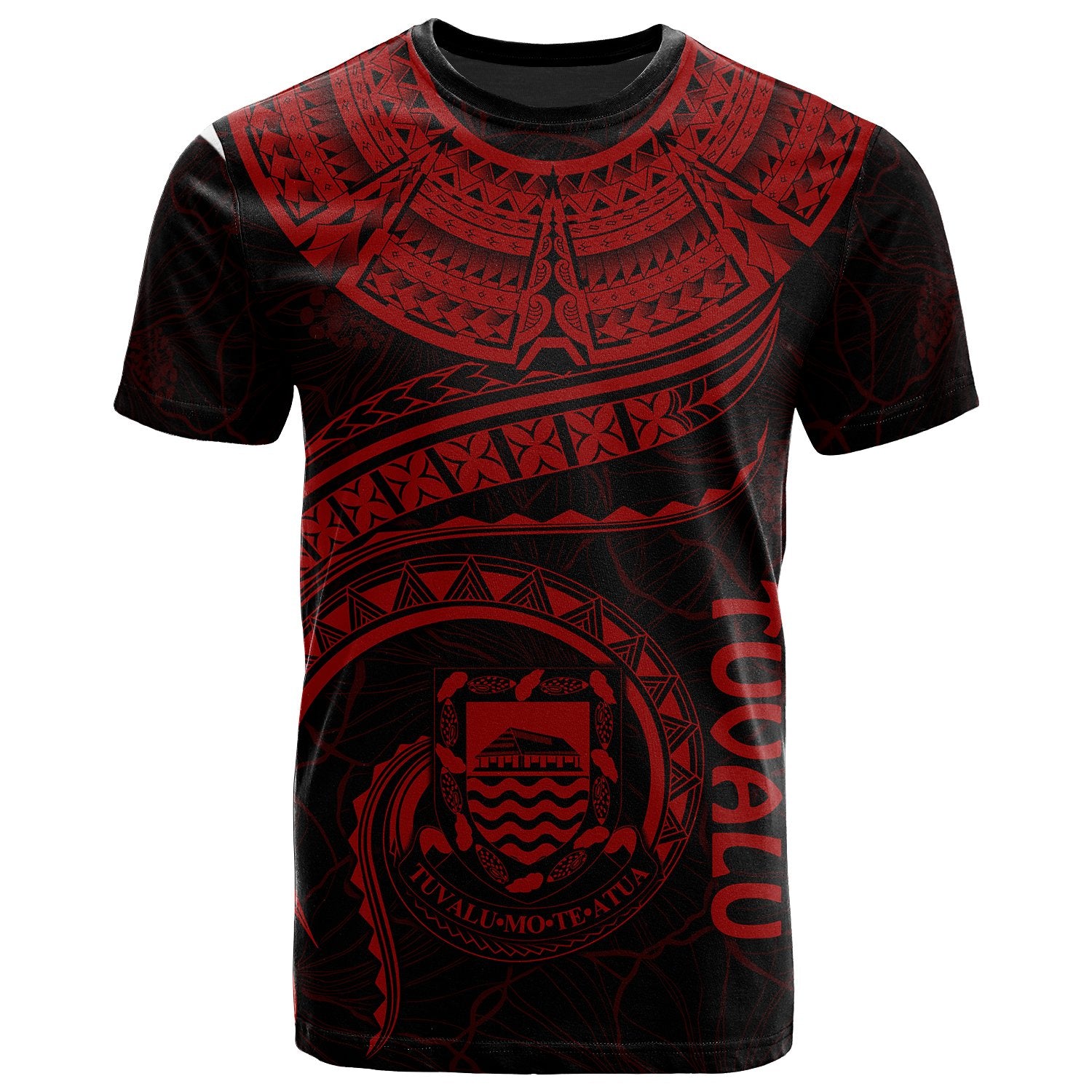 Tuvalu Polynesian T Shirt Tuvaluan Waves (Red) Unisex Red - Polynesian Pride