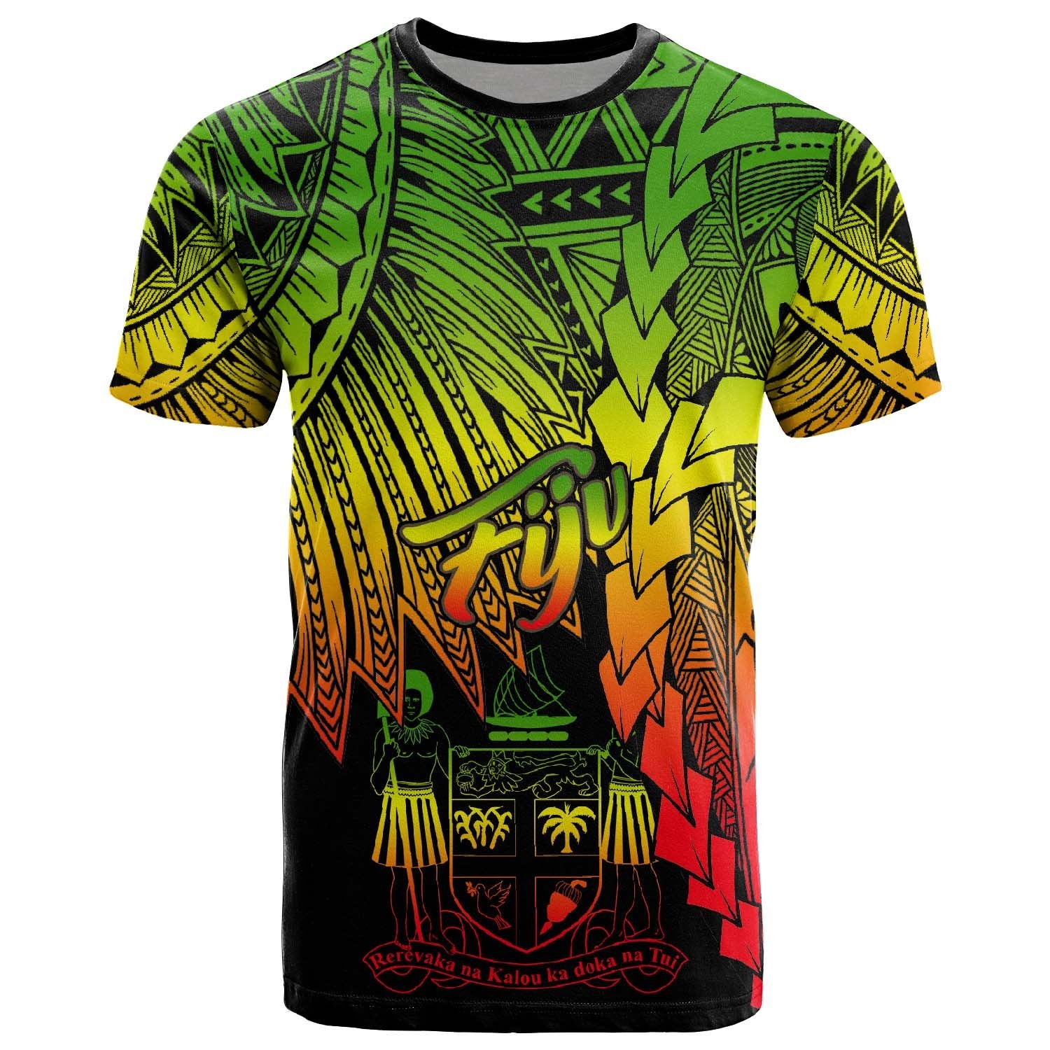 Fiji Polynesian T Shirt Tribal Wave Tattoo Reggae Unisex Reggae - Polynesian Pride