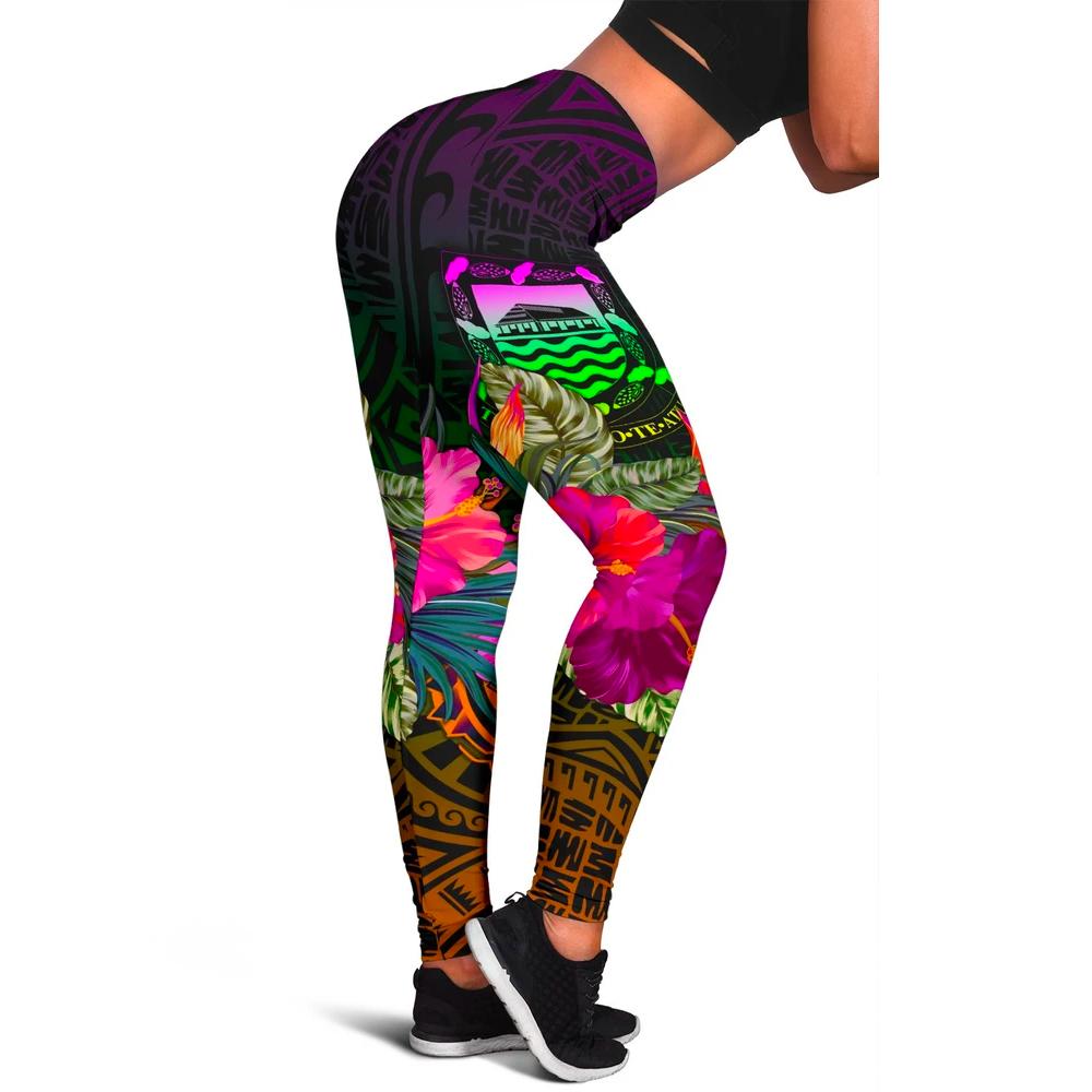 Tuvalu Women's Leggings - Summer Hibiscus Reggae - Polynesian Pride