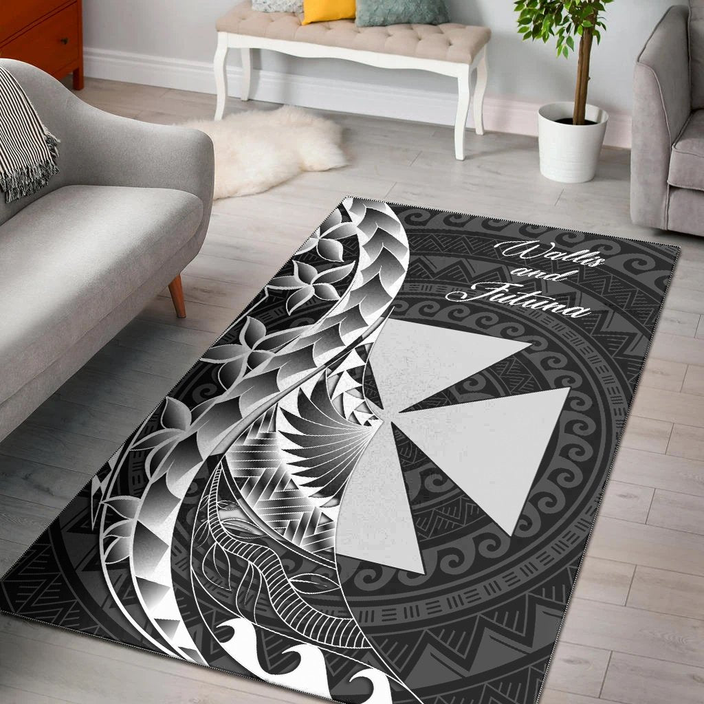 Wallis and Futuna Area Rug - Polynesian Pattern Style Black - Polynesian Pride