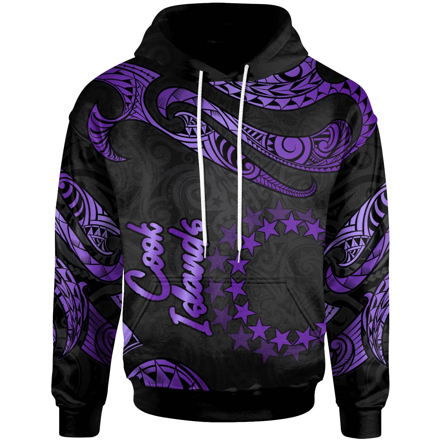 Cook Islands Hoodie Polynesian Tattoo Purple Version Unisex Purple - Polynesian Pride