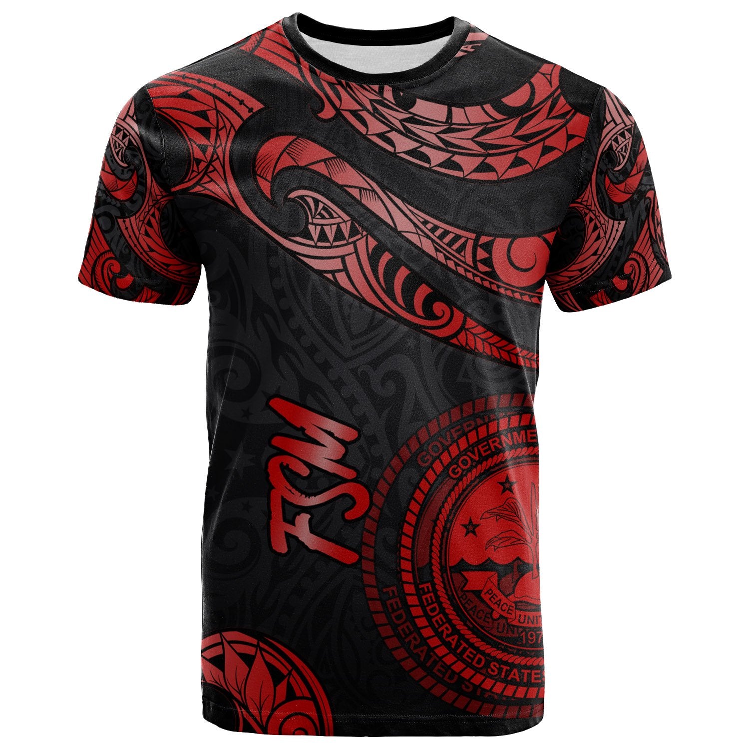 Federated States of Micronesia T Shirt Polynesian Tattoo Red Version Unisex Red - Polynesian Pride