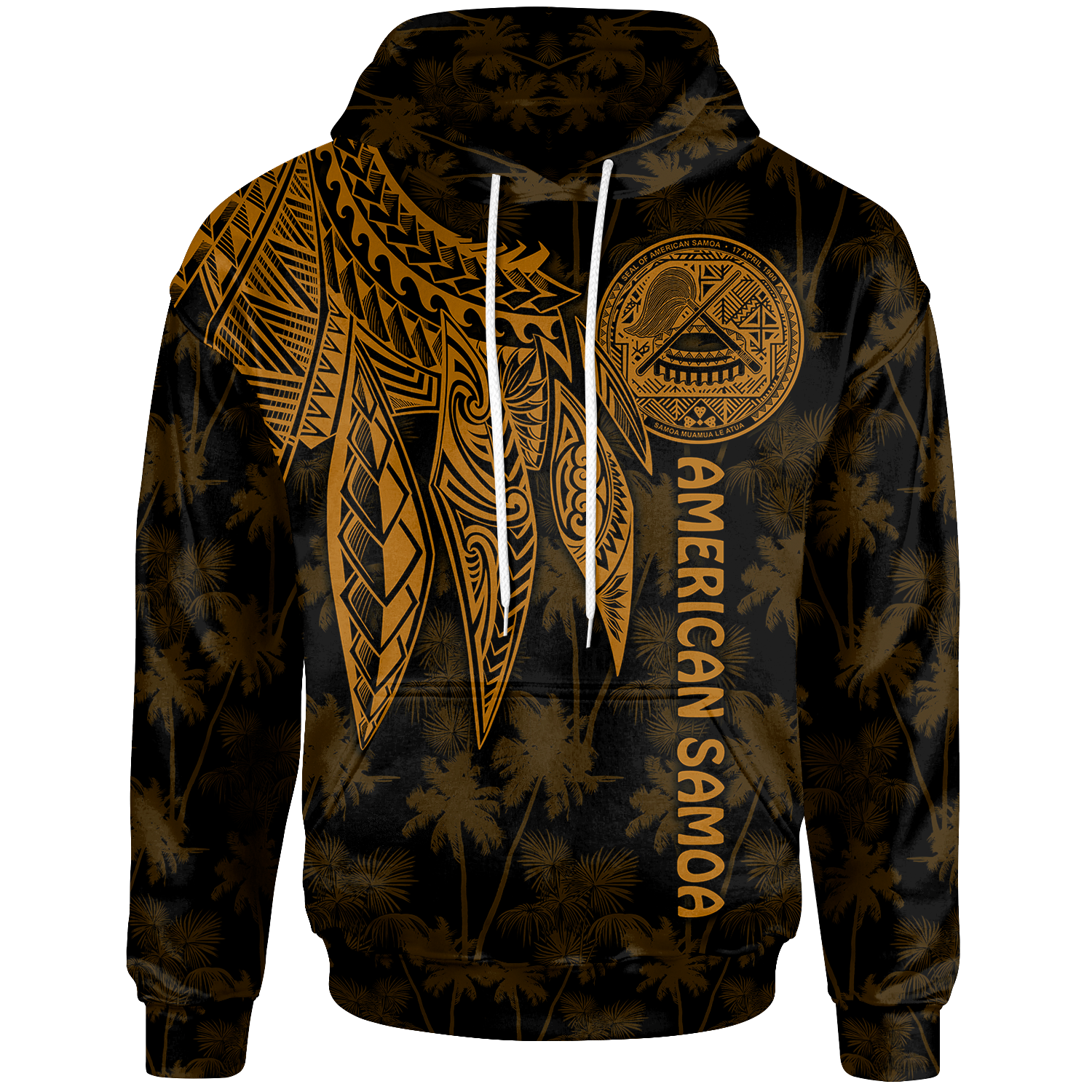 American Samoa Hoodie Polynesian Wings (Golden) Unisex Golden - Polynesian Pride