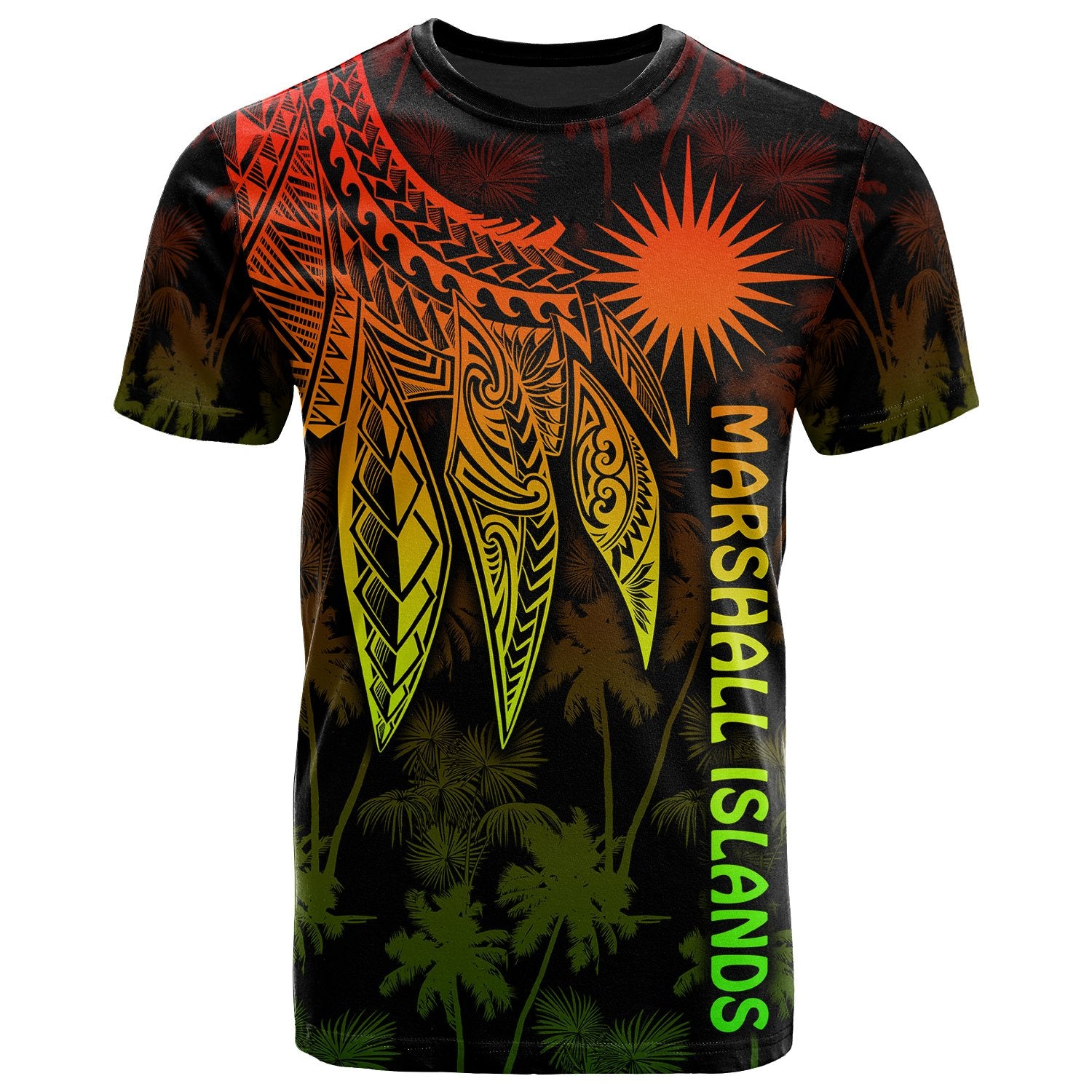 Marshall Islands T Shirt Polynesian Wings (Reggae) Unisex Reggae - Polynesian Pride