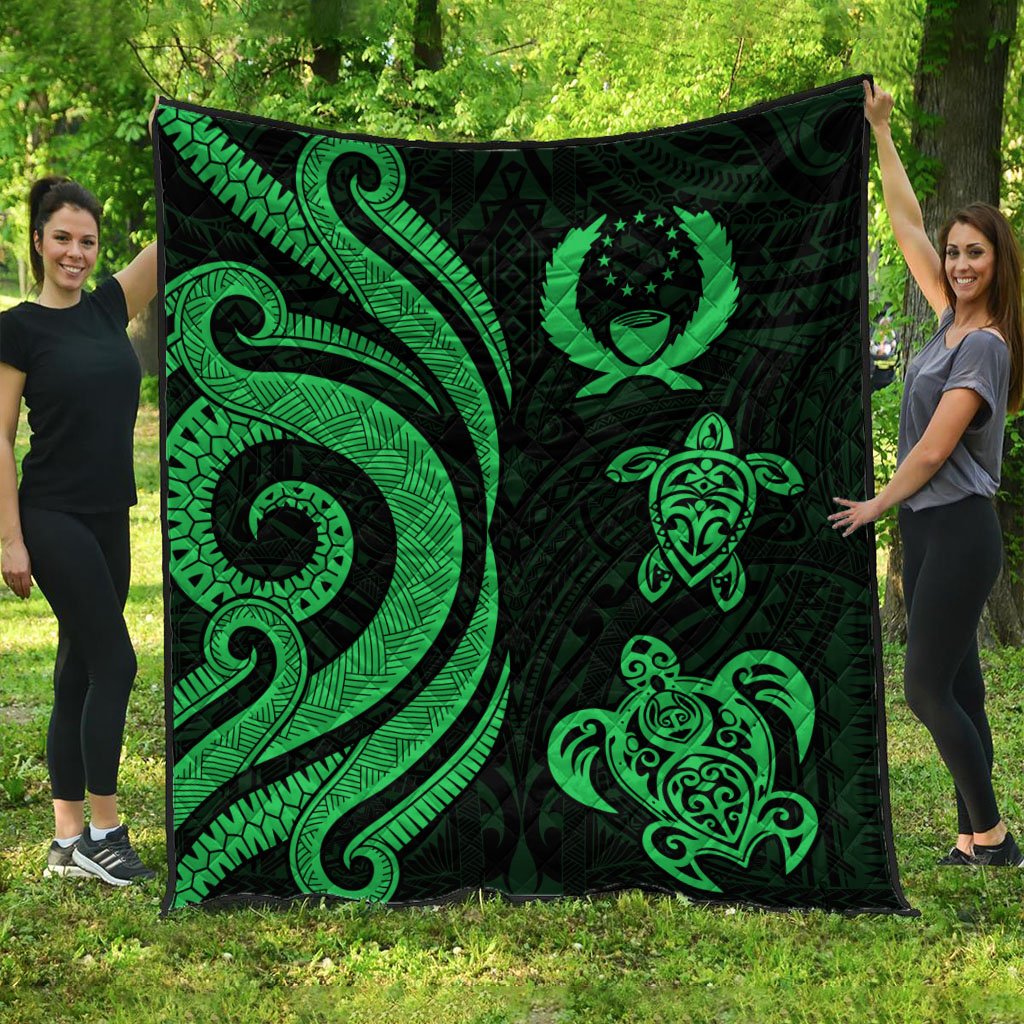 Pohnpei Premium Quilt - Green Tentacle Turtle Green - Polynesian Pride