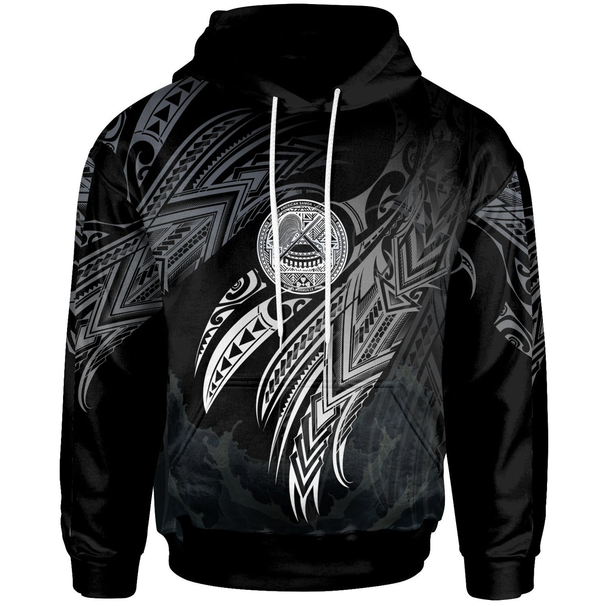 American Samoa Polynesian Hoodie Legend White Version Black - Polynesian Pride