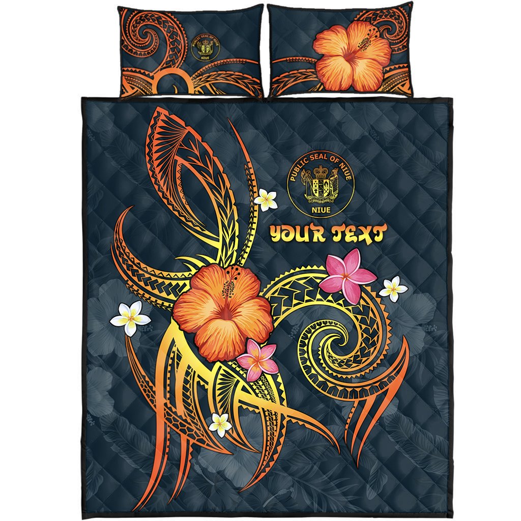 Niue Polynesian Personalised Quilt Bed Set - Legend of Niue (Blue) - Polynesian Pride