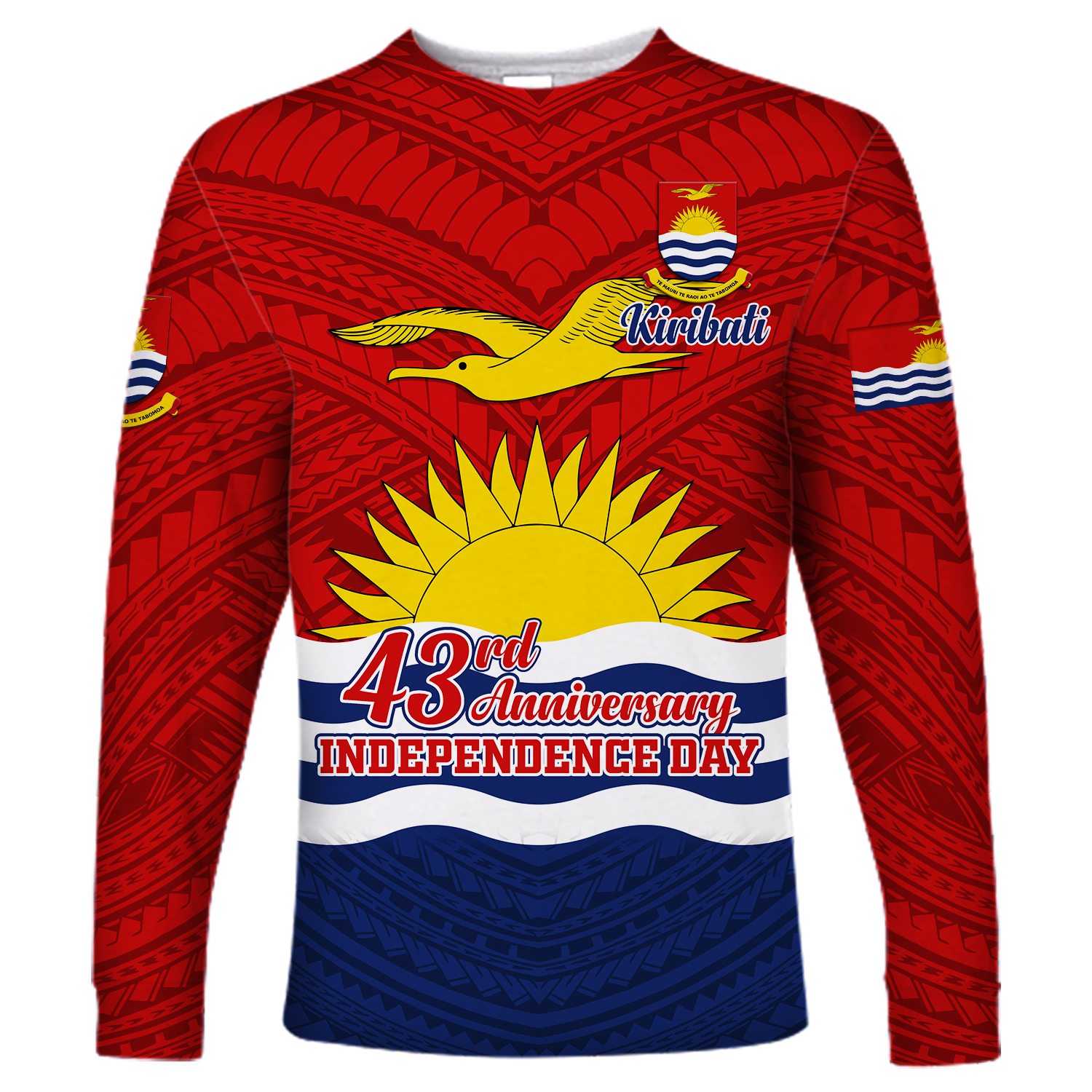 Custom Kiribati 43rd Independence Celebrations Long Sleeve Shirt - LT12 Unisex Blue - Polynesian Pride