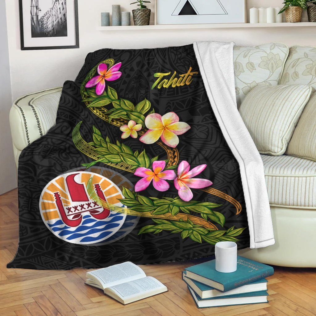 Tahiti Polynesian Blanket - Plumeria Tribal White - Polynesian Pride