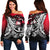 Federated States of Micronesia Women's Off Shoulder Sweaters - Tribal Jungle Pattern Red Color Red - Polynesian Pride