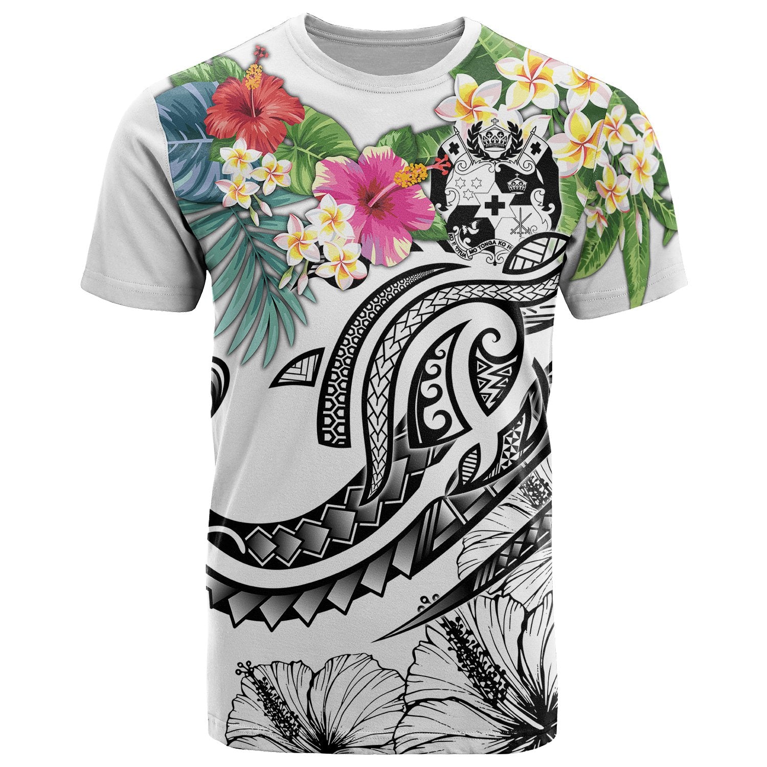 Tonga Polynesian T Shirt Summer Plumeria (White) Unisex White - Polynesian Pride