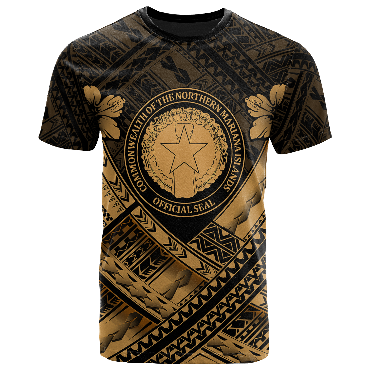 Northern Mariana IslandsT Shirts CNMI Seal Camisole Hibiscus Style (Gold) Unisex Art - Polynesian Pride