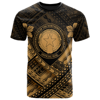 Northern Mariana IslandsT Shirts CNMI Seal Camisole Hibiscus Style (Gold) Unisex Art - Polynesian Pride