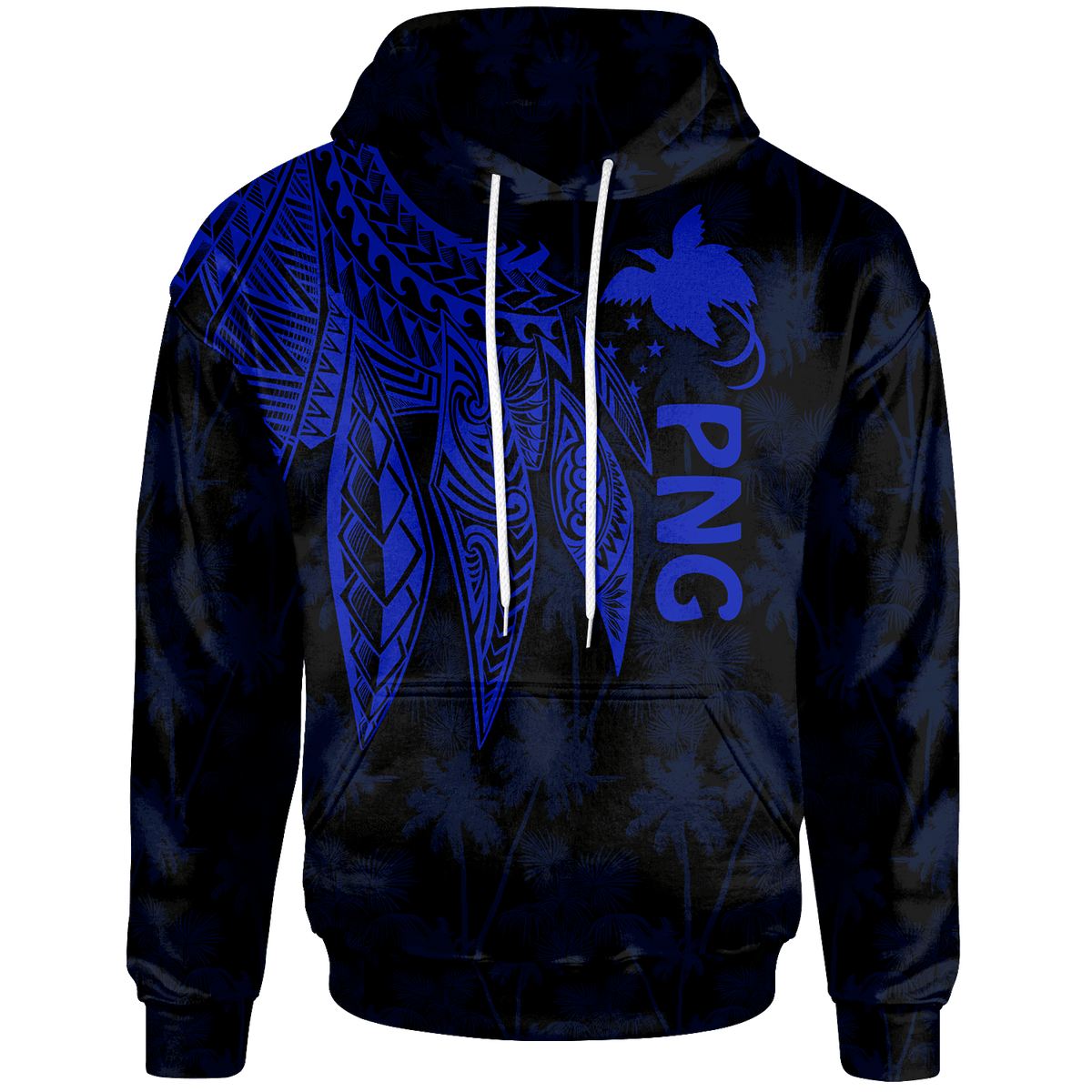 Papua New Guinea Hoodie Polynesian Wings (Blue) Unisex Blue - Polynesian Pride