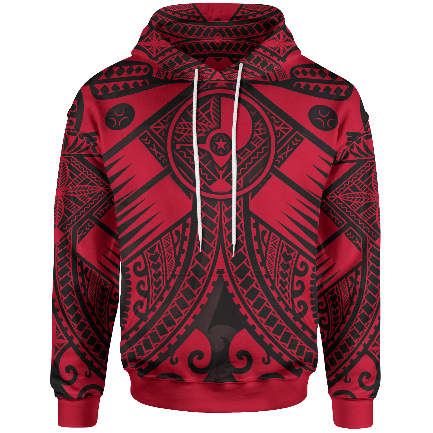 YAP Hoodie Red Seal with Polynesian Tattoo Unisex Red - Polynesian Pride