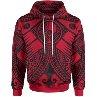YAP Hoodie Red Seal with Polynesian Tattoo Unisex Red - Polynesian Pride