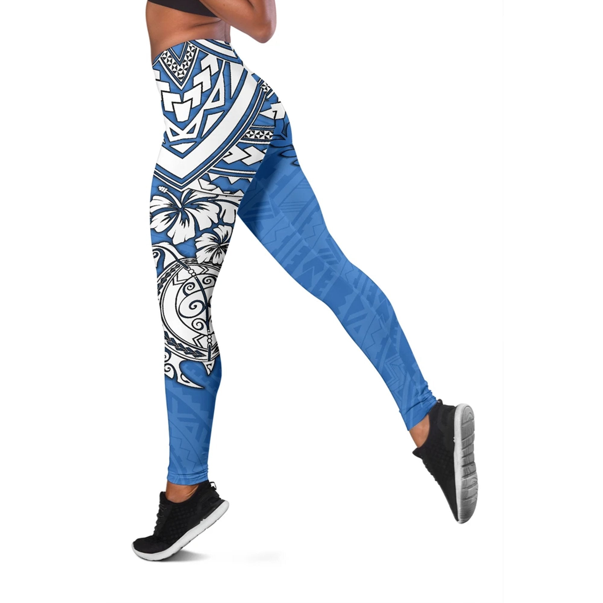 Kosrae Polynesian Leggings (Women) - Polynesian Turtle Blue - Polynesian Pride