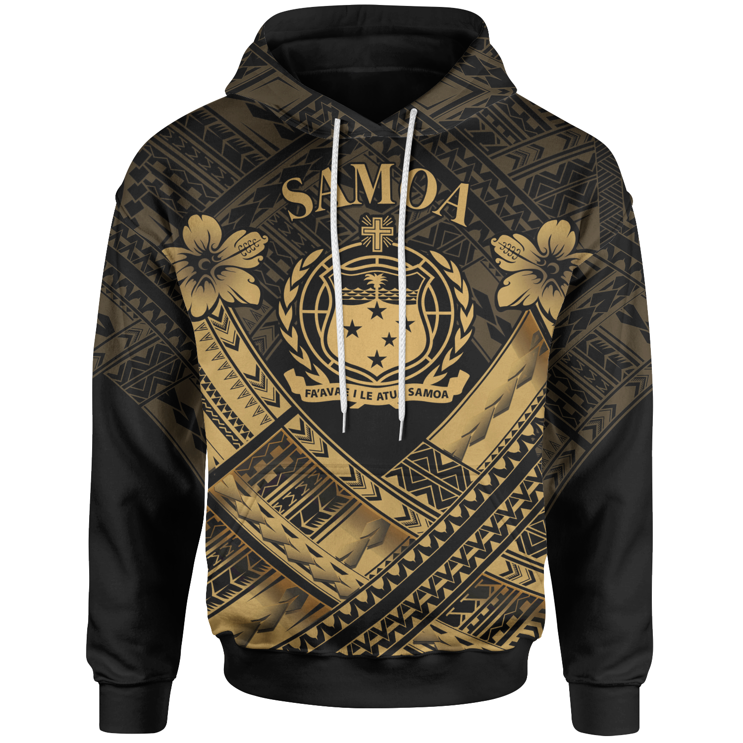 Samoa Polynesian Hoodie Samoa Gold Seal Camisole Hibiscus Style Unisex Gold - Polynesian Pride