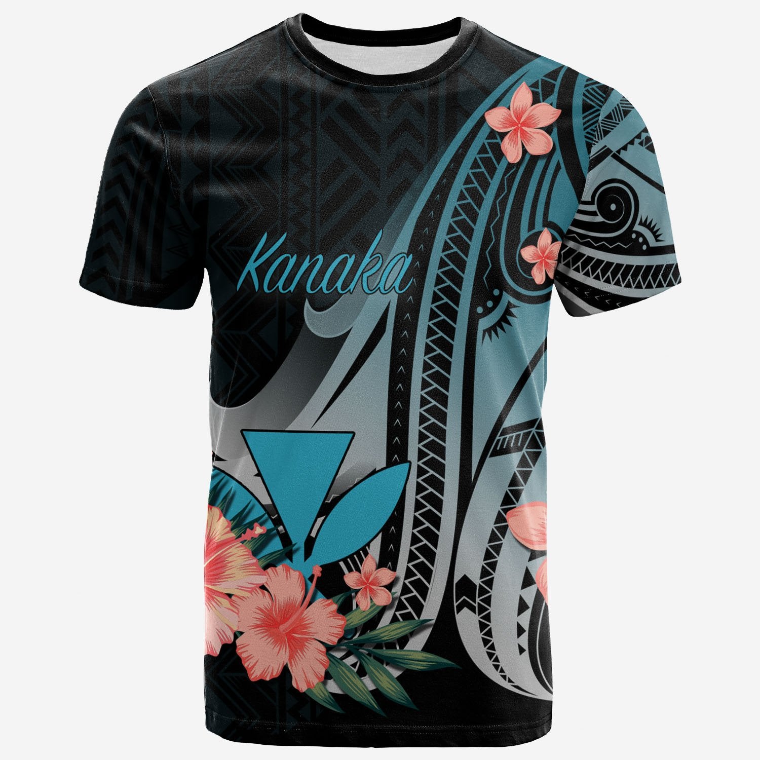 Kanaka Maoli T Shirt Turquoise Polynesian Hibiscus Pattern Style Unisex Art - Polynesian Pride