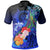 Chuuk Polo Shirt Humpback Whale with Tropical Flowers (Blue) Unisex Blue - Polynesian Pride