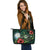 Marshall Islands Polynesian Leather Tote Bag - Green Turtle Hibiscus - Polynesian Pride