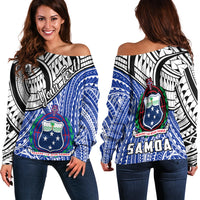 (Custom Personalised) Samoa Off Shoulder Sweater Samoan Pattern Newest LT13 Women Blue - Polynesian Pride