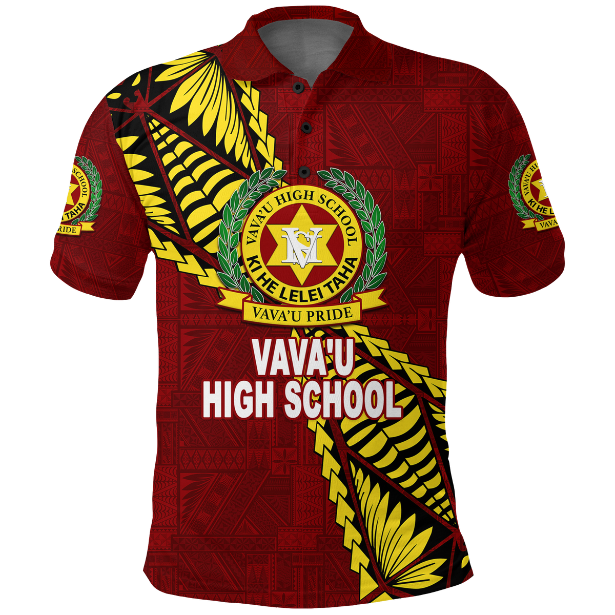 Tonga Vavau High School Tongan Patterns Polo Shirt LT12 Unisex Red - Polynesian Pride