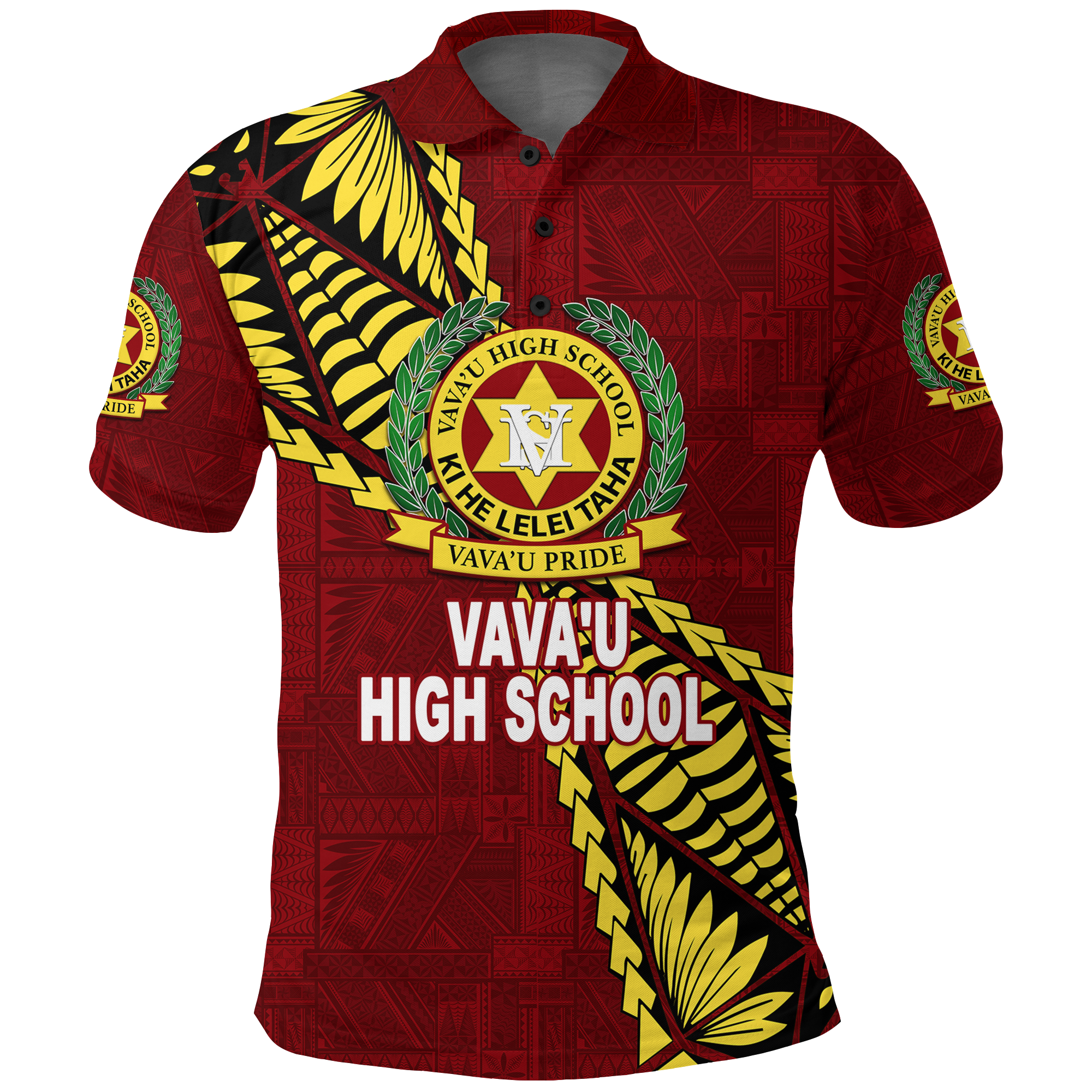 Tonga Vavau High School Tongan Patterns Polo Shirt LT12 Unisex Red - Polynesian Pride