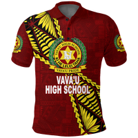 Tonga Vavau High School Tongan Patterns Polo Shirt LT12 Unisex Red - Polynesian Pride