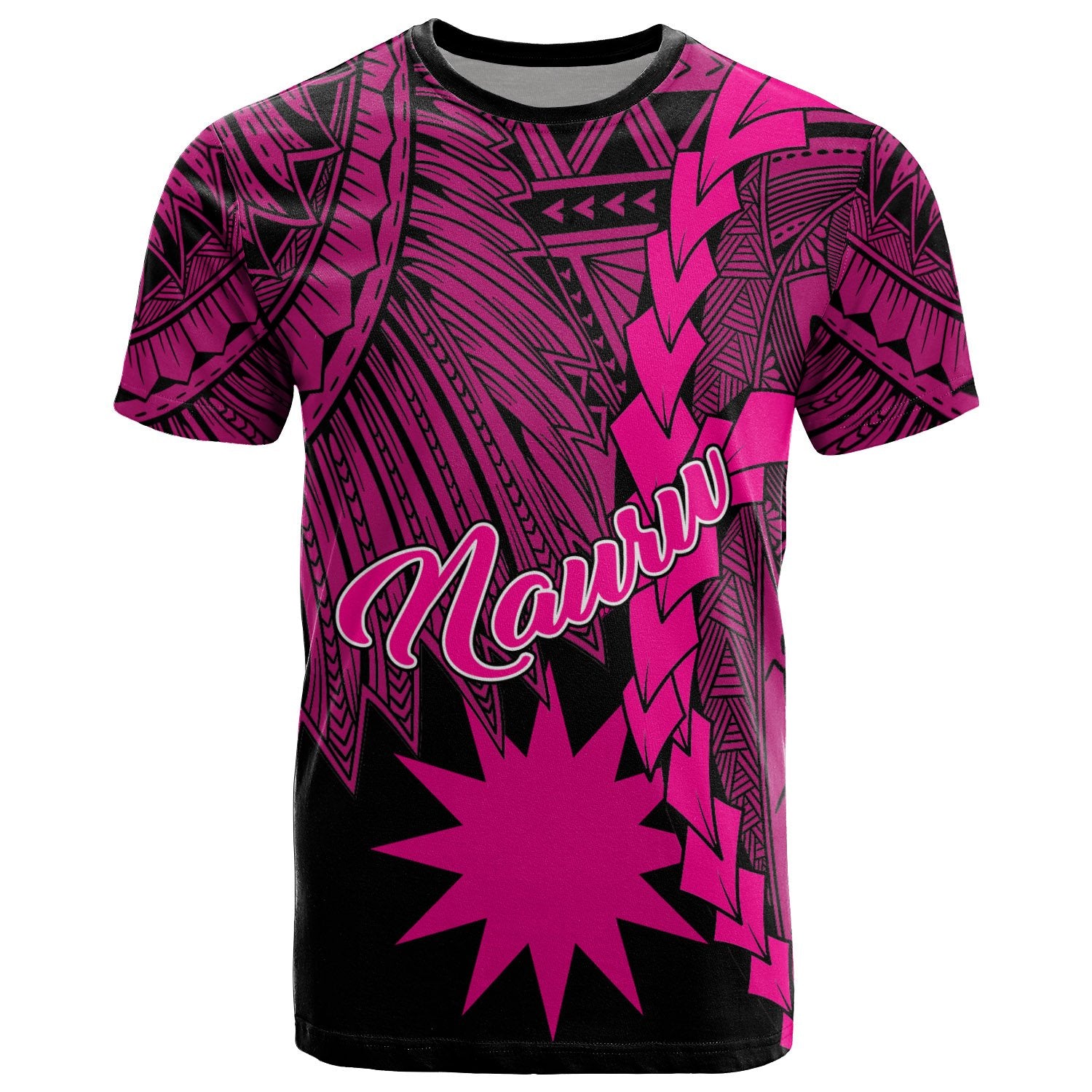 Nauru Polynesian T Shirt Tribal Wave Tattoo Pink Unisex Pink - Polynesian Pride