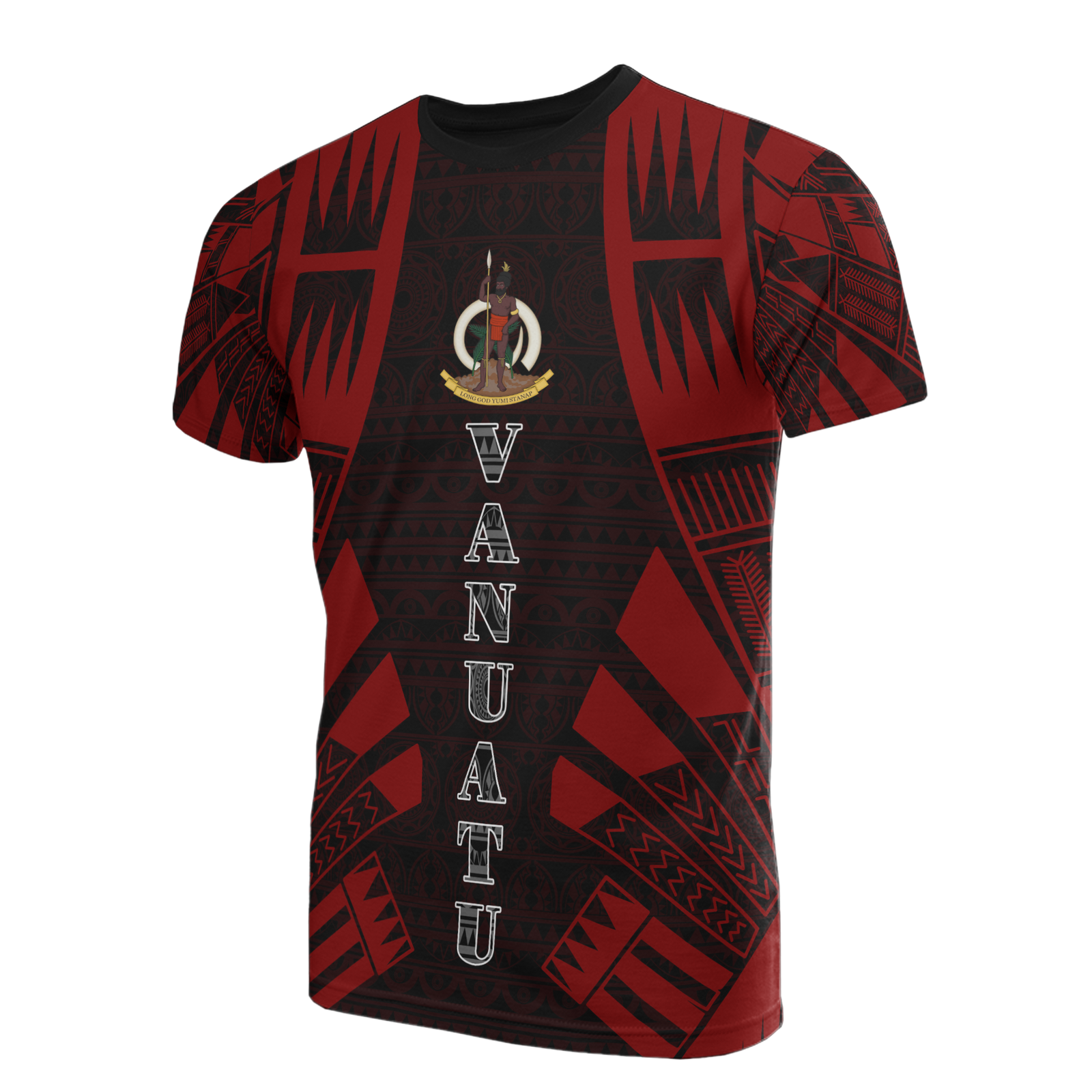 Vanuatu T Shirt Vanuatuan Coat of Arms Polynesian Tattoo Red Style Unisex Red - Polynesian Pride
