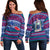 Samoa Christmas Women Off Shoulder Sweater - Ugly Christmas - LT12 Blue - Polynesian Pride