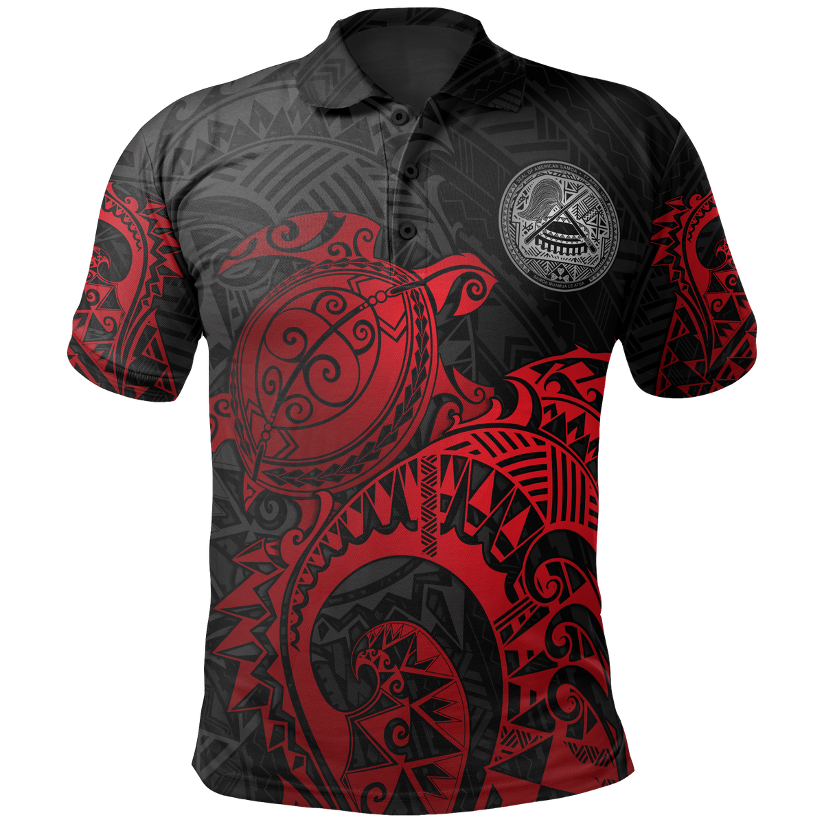 American Samoa Polo Shirt Amerika Samoa Seal Red Turtle Tattoo Unisex Red - Polynesian Pride
