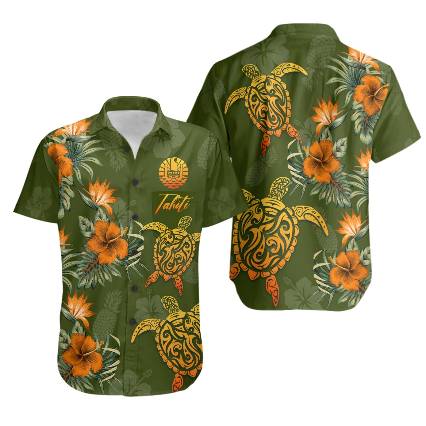Tahiti Polynesian Shirt - Tropical Summer Unisex Green - Polynesian Pride