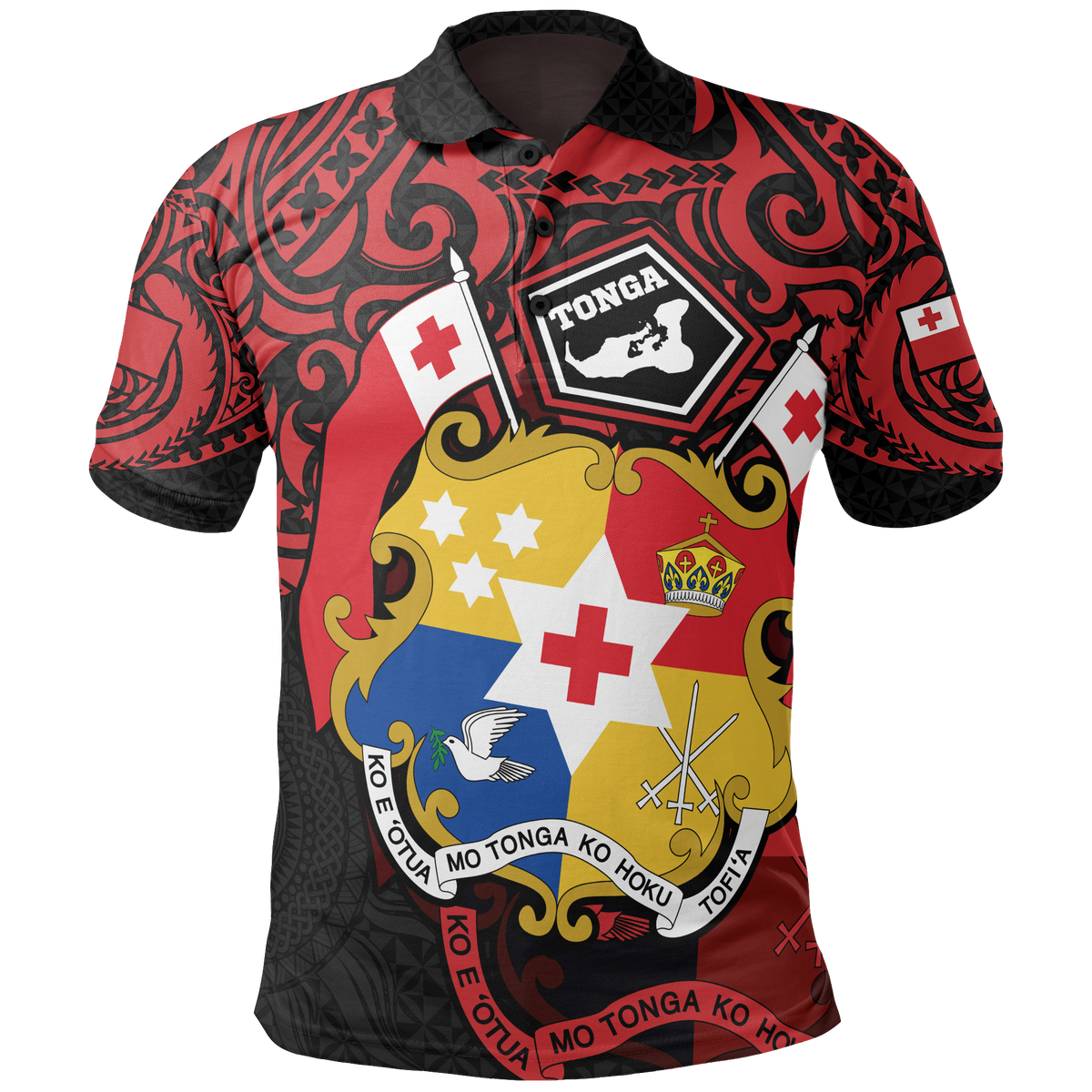 Tonga Polo Shirt Tongan Flag Coat Of Arms Pride Unisex RED - Polynesian Pride