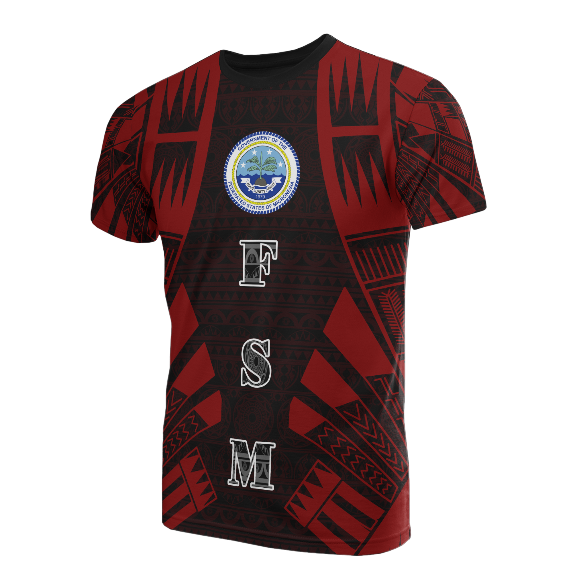 Federated States of Micronesia T Shirt F S M Seal Polynesian Tattoo Red Style Unisex Red - Polynesian Pride