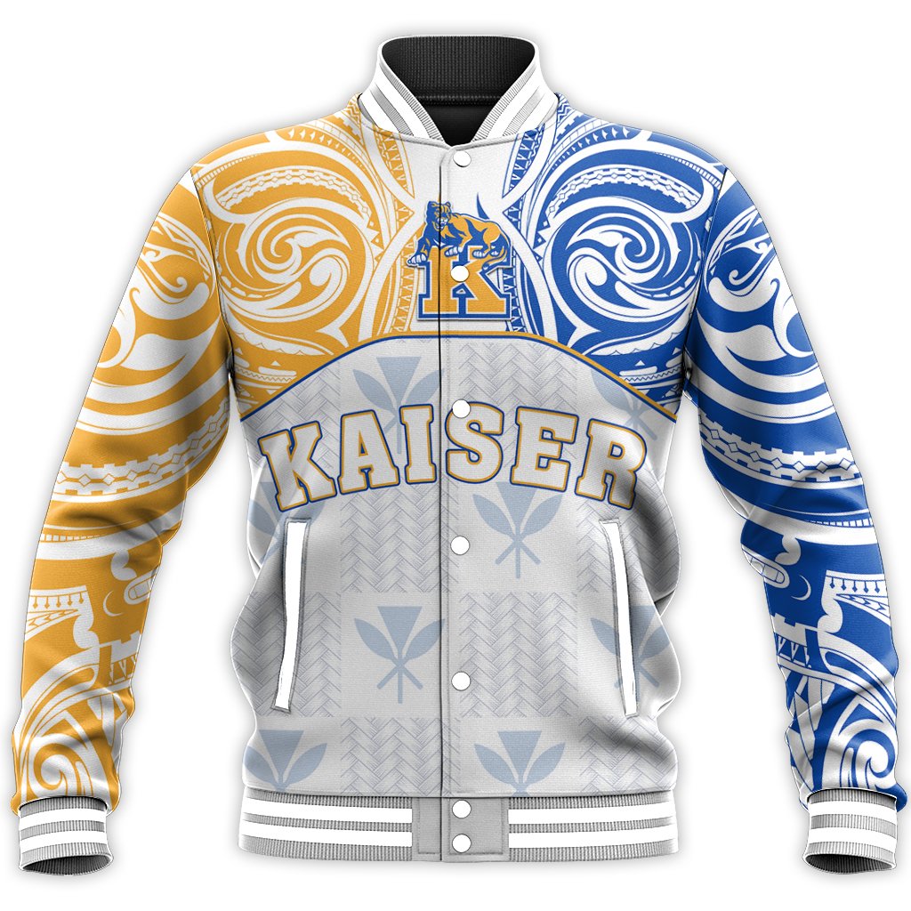 Hawaii Baseball Jacket - Kanaka Kaiser High School Baseball Jacket Demodern Style AH Unisex White - Polynesian Pride