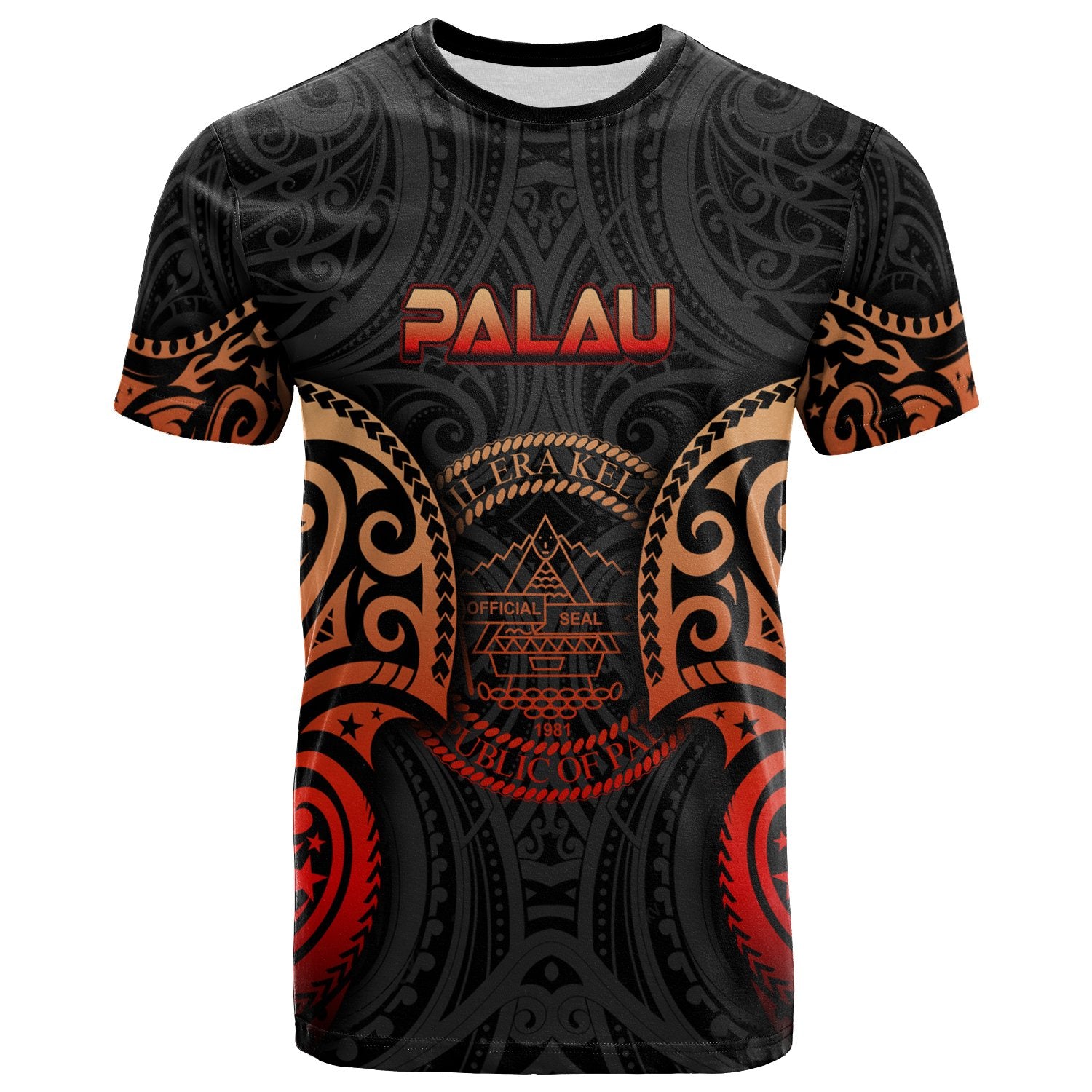 Palau Polynesian T Shirt Spirit Red Version Unisex Red - Polynesian Pride