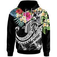 Tonga Polynesian Hoodie Summer Plumeria (Black) Unisex Black - Polynesian Pride