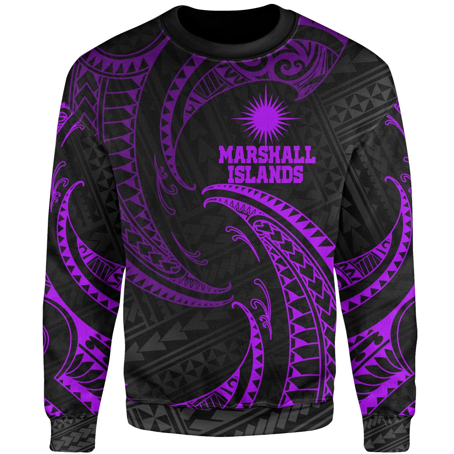 Marshall Islands Polynesian Sweater - Purple Tribal Wave Unisex Purple - Polynesian Pride