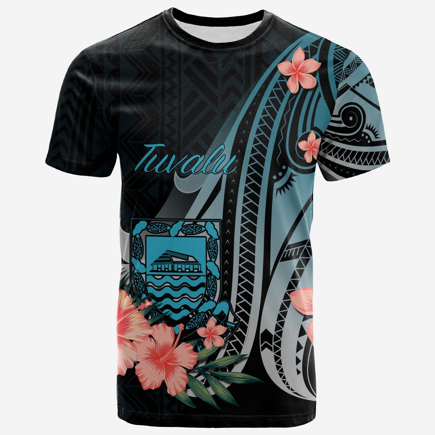 Tuvalu T Shirt Turquoise Polynesian Hibiscus Pattern Style Unisex Art - Polynesian Pride