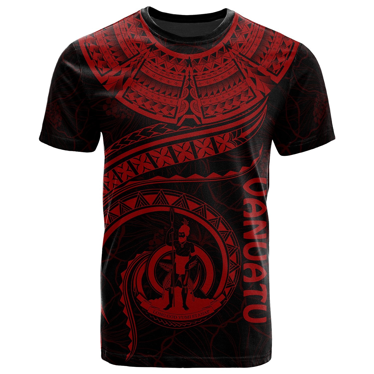 Vanuatu Polynesian T Shirt Vanuatuan Waves (Red) Unisex Red - Polynesian Pride