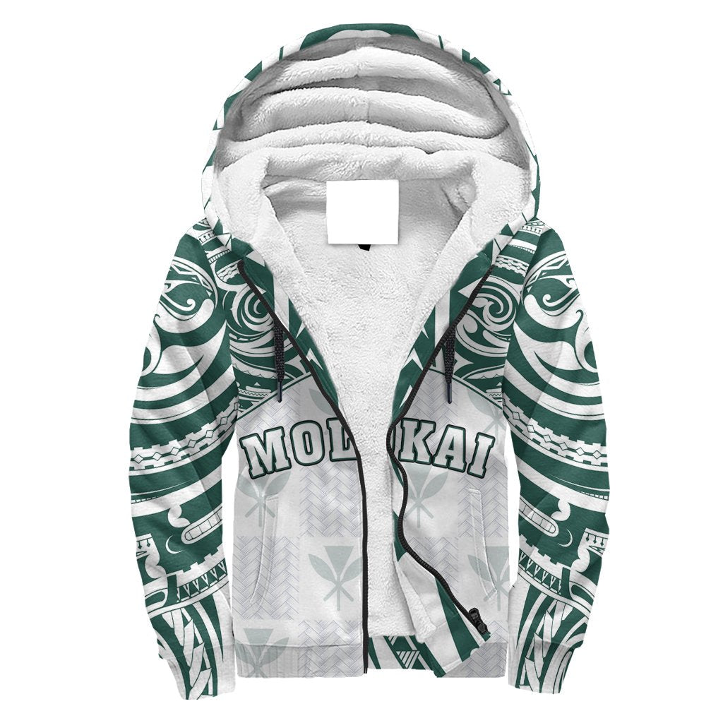 Hawaii Sherpa Hoodie - Kanaka Molokai High School Sherpa Hoodie Demodern Style AH White - Polynesian Pride