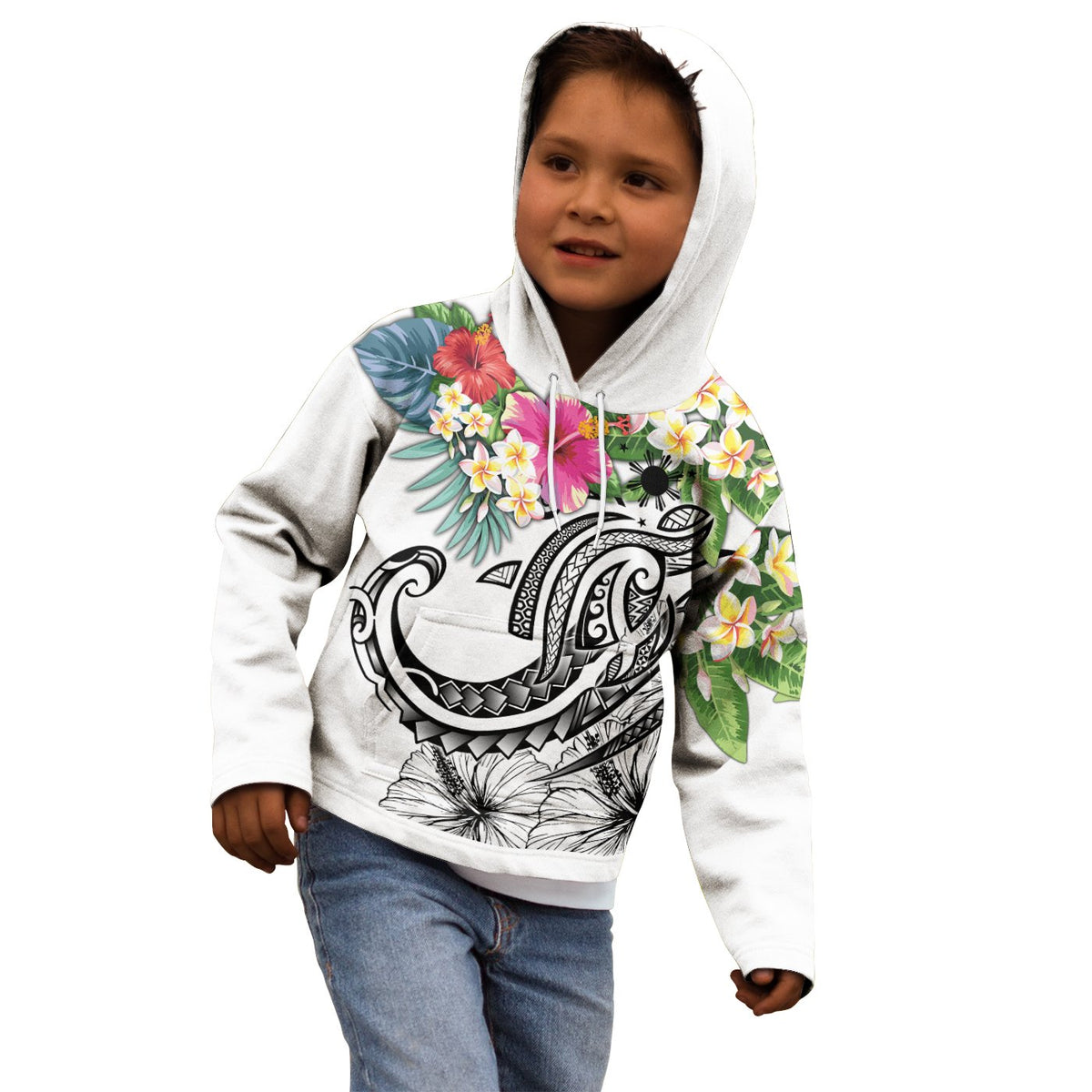The Philippines Hoodie Summer Plumeria (White) - Polynesian Pride